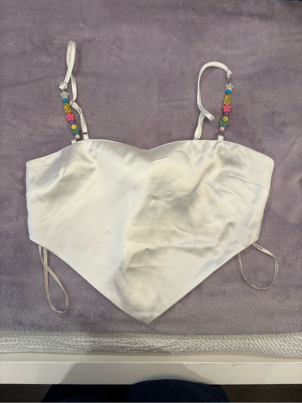 Satin Women Crop Top with Beaded Straps